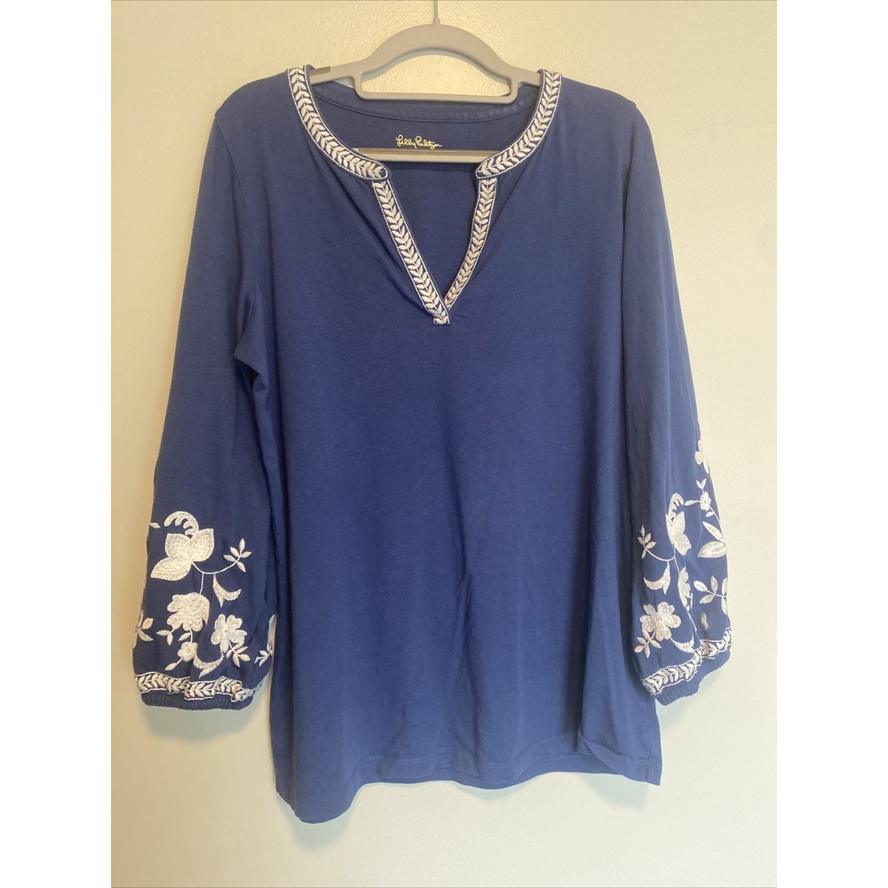 Lilly Pulitzer Kacia Knit Tunic Oyster Bay‎ Navy Size M - Picture 2 of 7